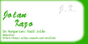 jolan kazo business card